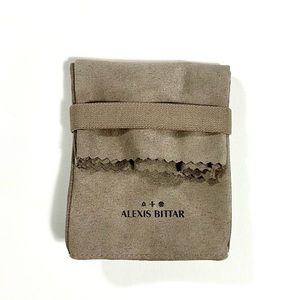 Alexis Bittar Small Fabric Jewelry Gift Bag / Storage Pouch Greige New